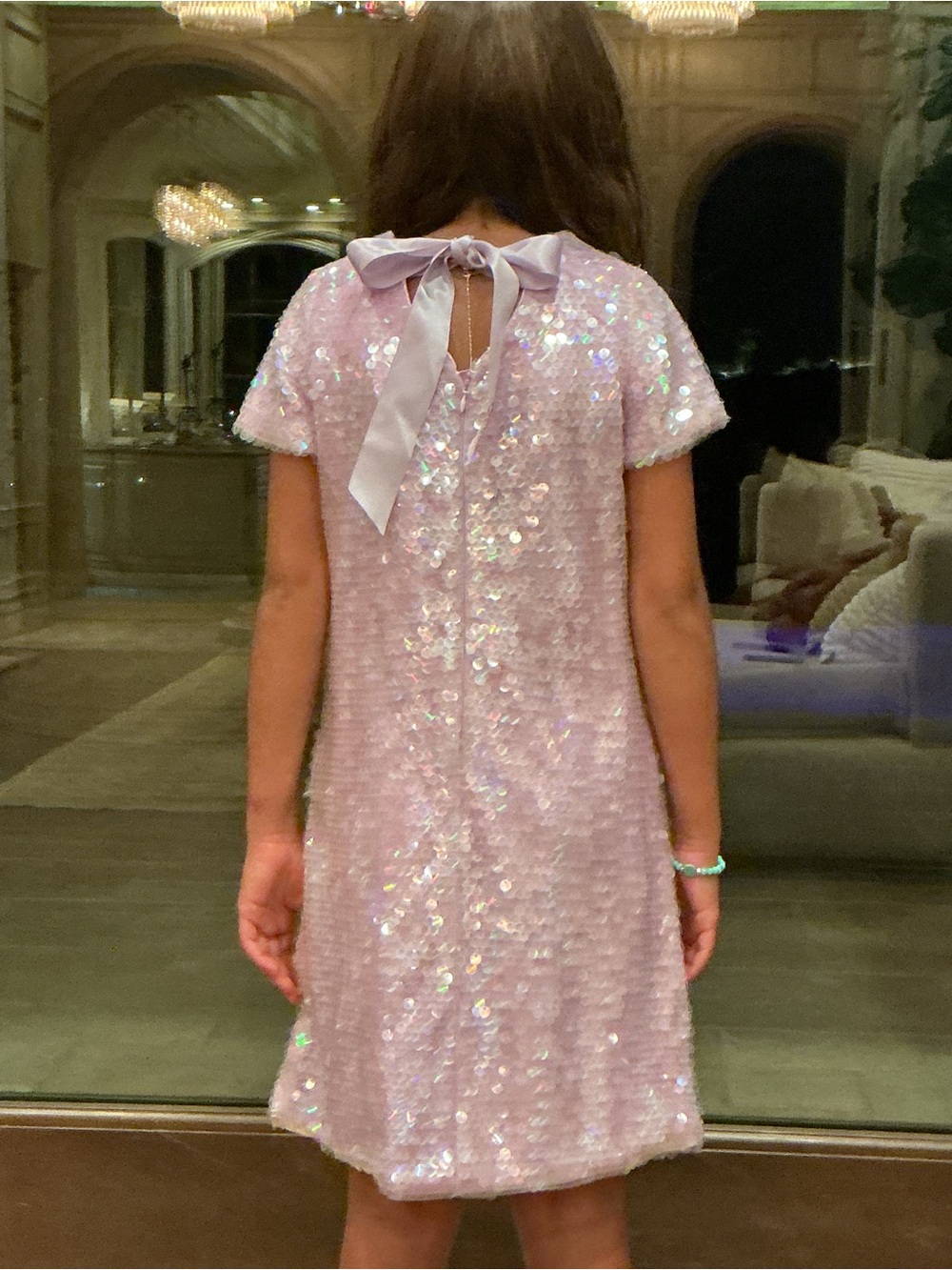 Kids Sequin Nightdress with Back Bow - Pink